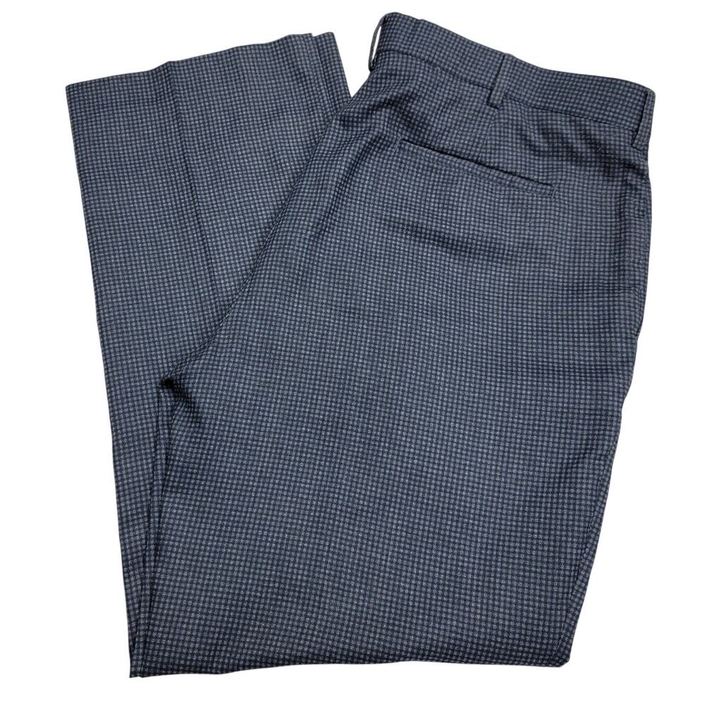 Jack Nicklaus Mens Golf Pants 38x30 Blue Houndstooth Performance Slacks Trousers
